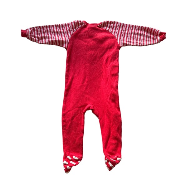 3/$20 NHL 9M Ottawa Senators Red & White Striped Snap Button Footie Sleeper - Picture 2 of 3